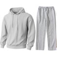 thumbnail image 5 of Mens Solid Classic Two-Piece-Sets Sweatshirt Long Sleeve Pullover Sweater Blouses Thermal Flannel Warm Tops Drawstring Elastic Waist Sweatpants Beach Travel Vacation Outfits, 5 of 7