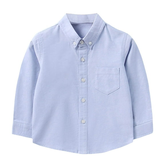 Boy Polo Shirts with Long Sleeves Blue School Uniform Shirts Fashion Shirts for Toddler Boy