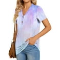 thumbnail image 4 of Bixock Women's Casual Short Sleeve T-Shirts,Gradient Color Short Sleeve Tops,Button Gradient Shirt Soft Comfortable Daily Leisure Fashion Wear Tops, 4 of 5