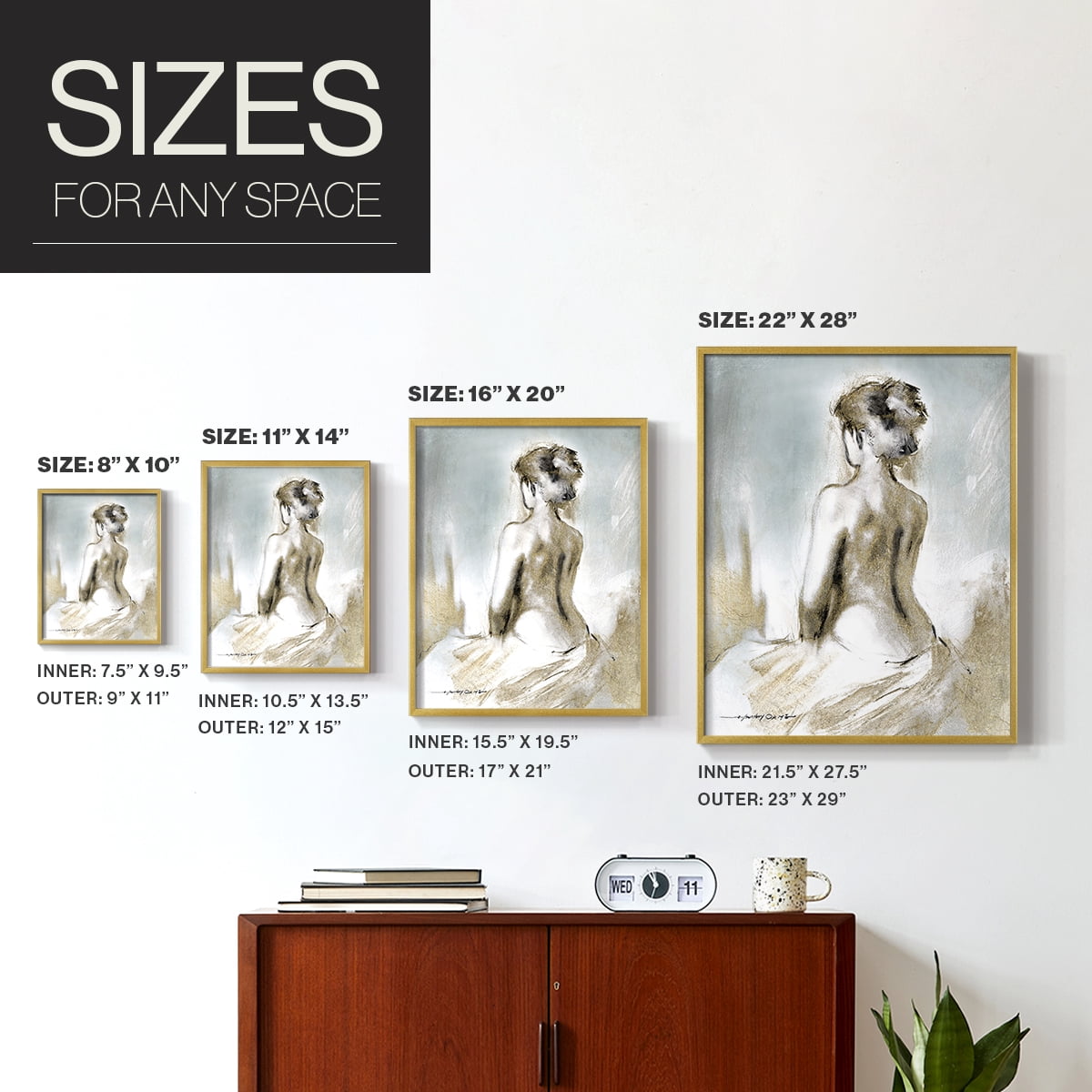Figure in Golden Light II in Paper Solid Wood 8 x 10 Framed Print