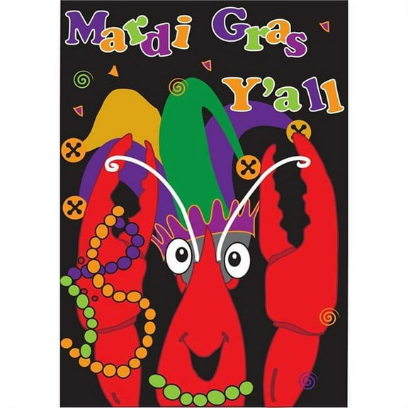 Jozie B 776 Mardi Gras you All Crawfish Flag, Large