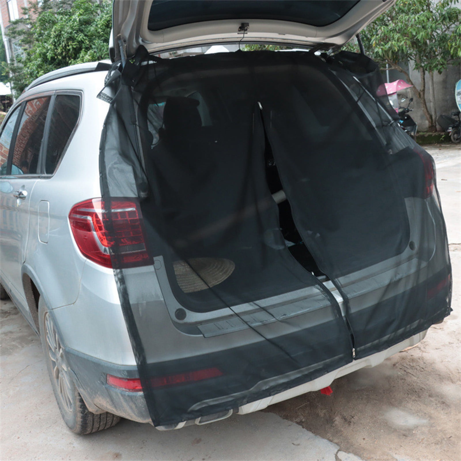 YUVA Car Camping Door Curtain, Mesh, Black, 160×150cm, Magnetic, Sun Protection, Easy Install, for SUV/MPV, Outdoor Activities