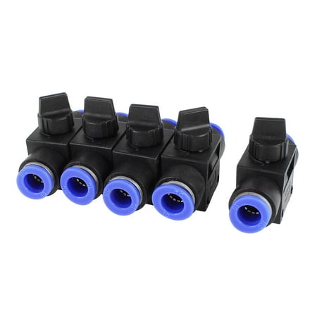 Unique Bargains 5 Pcs 10mm Dia Tube Push in to Connect Pneumatic Fitting 2 Way Hand Valves