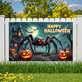 thumbnail image 4 of Creepy Spider Halloween Banner Haunted House Gothic Design Spooky Pumpkin Scary Scene for Holiday Party Decoration, 4 of 5