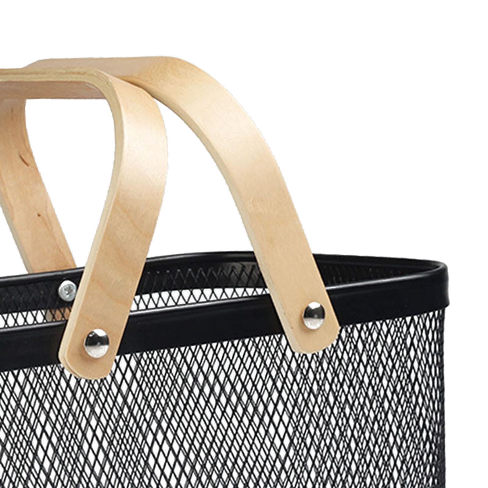 Fiocias Metal Wire Mesh Storage Basket Multifunctional Food Organizer Vegetable Shopping Black