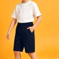 thumbnail image 6 of HAOTAGS Boys Shorts Size 12，Stretch Waist Side Pockets Breathable Summer Casual School Uniform ShortsNavy, 6 of 9