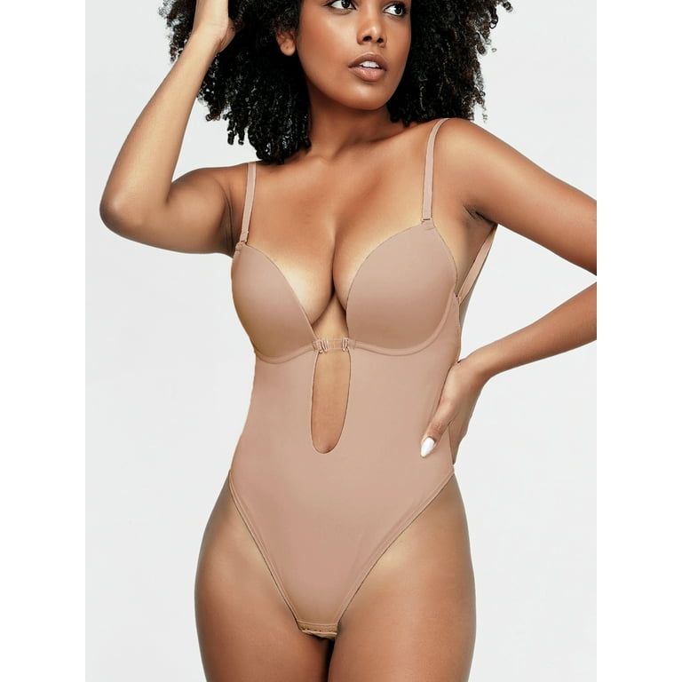 Backless Body Shaper Bra, Sexy Seamless Thong Full Bodysuits For