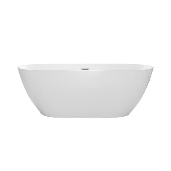 Rainlex 55" Freestanding Bathtub, Oval Shaped Acrylic Freestanding Tubs, Acrylic Glossy White Soaking Tub with Overflow and Pop-up Drain RX-A02-55