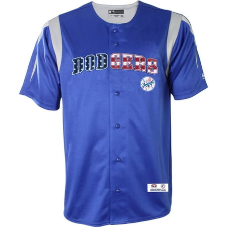 MLB Los Angeles Dodgers Big Men's Americana Button Down Jersey, 2XL