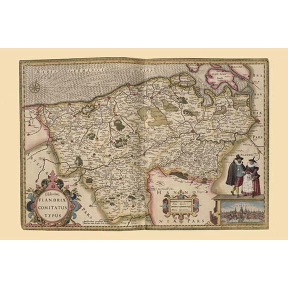 Flanders, Belgium Map-Fine art canvas print (20" x 30")