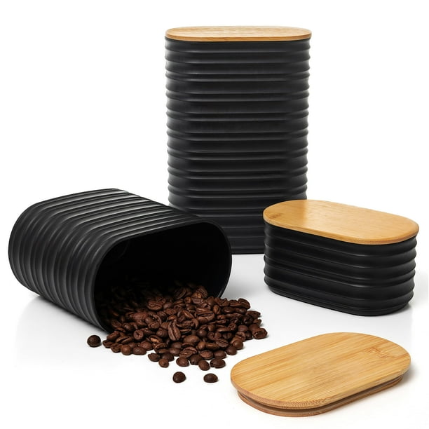 Mixpresso - Juego de 3 recipientes de plástico herméticos con tapa de bambú