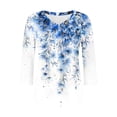 thumbnail image 4 of Ounisa T-Shirts à Manches 3/4 pour Femmes Col en V Manches Raglan Chandail Imprimé Décontracté Tendance Printemps Été Mode Hauts P-2TG, 4 of 6