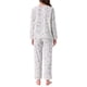 thumbnail image 3 of Conjunto de Pijamas para Mujeres de Manga Larga de Algodón, Botones, Cuello en U, Flores Lindas, Ropa de Casa de 2 Piezas con Bolsillo, Floral Blanca, 3 of 5