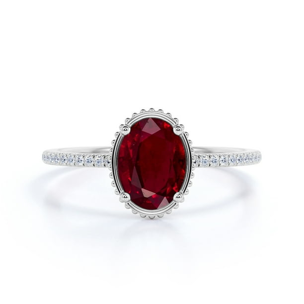 JeenMata - 1.25 Carat Oval Pigeon Blood Ruby Engagement Ring - Antique ...