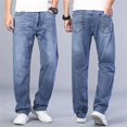 thumbnail image 3 of Pantalones vaqueros para hombre con estilo, clásicos, retro, holgados, de verano, rectos, azules claros, ajustados, con corte de bota cónico, pantalones vaqueros para hombre, 3 of 5