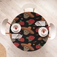thumbnail image 4 of Ambesonne Mexican Art Fitted Round Tablecloth, Traditional Skull Bloom, 36"- 40" Diameter, Charcoal Grey Dark Coral, 4 of 5