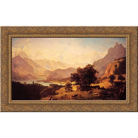 Bernese Alps, as Seen near Kusmach 24x17 Gold Ornate Wood Framed Canvas Art by Bierstadt, Albert