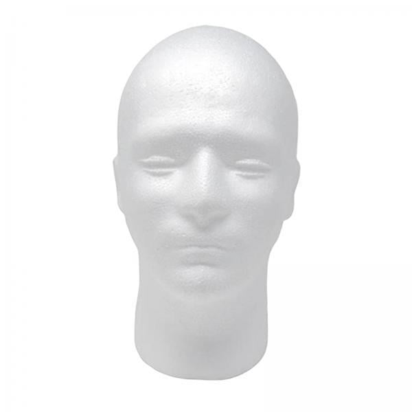cabeza de maniquí,Modelo de cabeza de exhibición de cabeza de maniquí de hombre,Soporte de cabeza de maniquí de espuma,Cabeza de maniquí de espuma blanca,Exhibición de sombreros de cabeza Sunnimix cabeza de maniquí