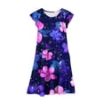 thumbnail image 4 of EGNMCR Robe à Manches Courtes à Col Rond Robe d'Été pour Filles à Imprimé Floral Manches Courtes à Volants avec Poches Robe à Col Rond Imprimée pour Enfants Fille Robe en Polyester, 4 of 5