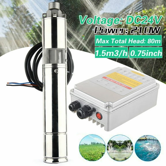 3" DC 24V Solar Deep Bore Well Submersible Water Pump with MPPT Controller 210W