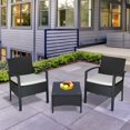 thumbnail image 2 of Outsunny 3 Pieces Wicker Patio Furniture Set, Rattan Bistro Set with Coffee Table and Cushions, Outdoor Conversation Set for Garden, Porch, Balcony, White, 2 of 10