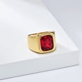 thumbnail image 2 of HIJONES Men's Stainless Steel Minimalist Square Cut Gemstone Signet Biker Rings CZ Crystal Stone Punk Finger Jewellery Gold-Red Stone Size 11, 2 of 6