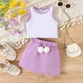 thumbnail image 2 of XZNPDUCQ Toddler Baby Girl 2Pcs Outfit 1T 2T 3T 4T 5T Summer Clothes Short Sleeve Letter T Shirts Tops +Camouflage Shorts Set Dailywear Purple，2-3 Years, 2 of 9