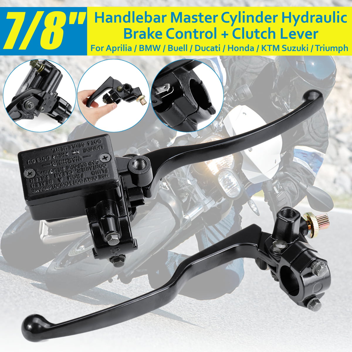 7/8" Motorcycle Handlebar Master Cylinder Hydraulic Brake Control & Clutch Lever