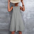 thumbnail image 2 of Vestido con gradas con cuello redondo para mujer, vestido sin mangas con dobladillo suelto, informal, elegante, liso, para fiesta, vida diaria, gris M, 2 of 6