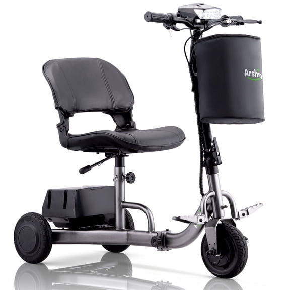 Upgrade Mobility Scooter Lightweight Foldable,All Terrain Mobility Scooters for Seniors & Adults,Arshin 300lbs Electric Wheelchair Strong Device for Travel,2 Batteries,Variable Speed(Gunmetal)