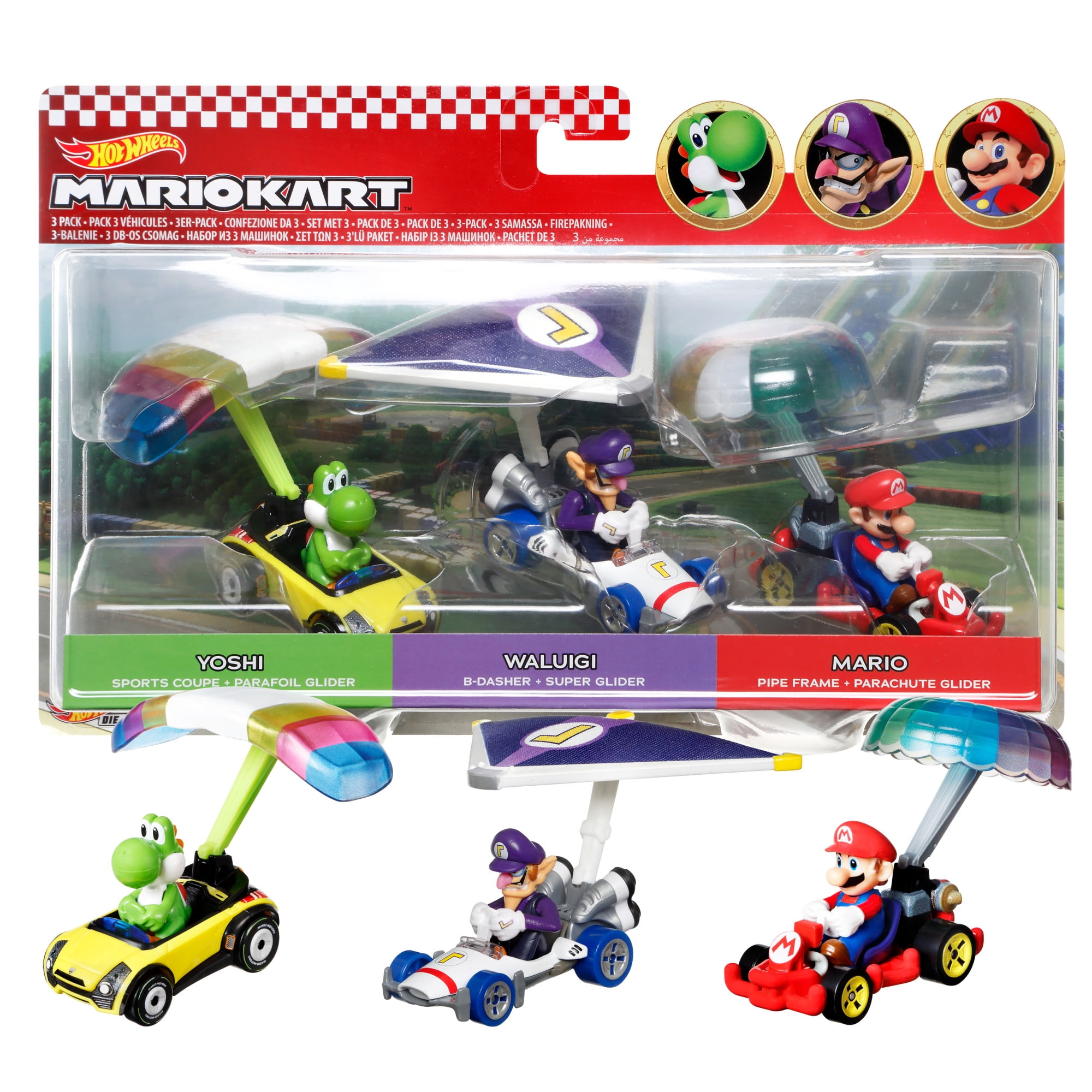 Hot Wheels Mario Kart Rainbow Road Raceway Set with Vehicles