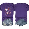 thumbnail image 4 of Camisetas de Verano de Mujer Pequeña Flor Impresa Cuello Redondo Manga Corta Superior, Verano Superior de las Mujeres, 4 of 4