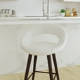 thumbnail image 3 of Merrick Lane 24" Cappuccino Brown Wood Bar Counter Stool, White Upholstered Seat, 3 of 15