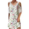 thumbnail image 1 of DTBPRQ Short/Long Sleeve Women's Cold Shoulder Dress with Pockets Casual Swing T-Shirt Dresses, 1 of 6