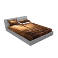 thumbnail image 2 of Ambesonne Tree Fitted Sheet & Pillow Sham Set, Brown Sky Sunset Cloudy, Queen, Brown, 2 of 2