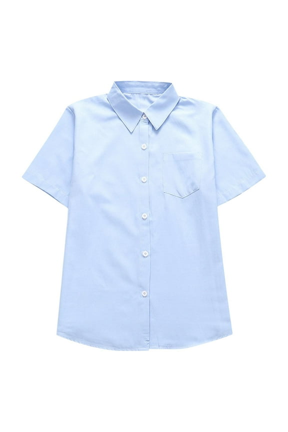 Boys Girls Button down Shirt Short Sleeve Kids Collared Dress Shirts for Teens Summer Clothes Size 10-16 T
