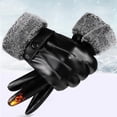 thumbnail image 3 of Dnzceghtig Guantes de piel de oveja de invierno para hombre, guantes cálidos para mensajes con pantalla táctil y forro de cachemira, 3 of 5