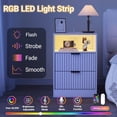 thumbnail image 5 of LED Nightstand with Charging Station, Fluted Nightstand Set of 2, Wood Nightstands with 2 Drawers & Metal Handles, Modern Bedside Table & End Tables, Farmhouse Night Stands for Bedroom, White, 5 of 9