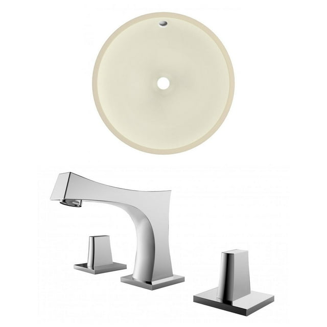 16-in. W Round Bathroom Undermount Sink Set In Biscuit - Chrome Hardware AI-22850