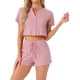 thumbnail image 1 of INSPIRAR CHIC Conjunto de Pijamas de Mujer de Tejido Waffle con Botones de Manga Corta y Pantalones Cortos 2 Piezas XL Rosa, 1 of 6