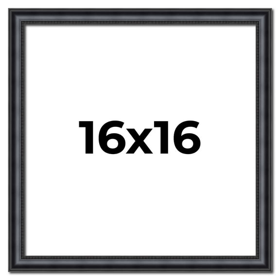 16x16 Traditional Black Complete Wood Square Picture Frame with UV Acrylic, Foam Board Backing, & Hardware