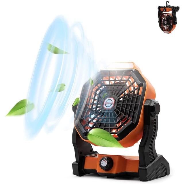 Ventilador de Camping TFixol con Linterna LED, Ventilador de Mesa USB Recargable portátil