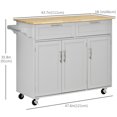 thumbnail image 3 of HOMCOM Kitchen Island on Wheels, Kitchen Cart w/ Drawers, Storage Cabinets, 3 of 10