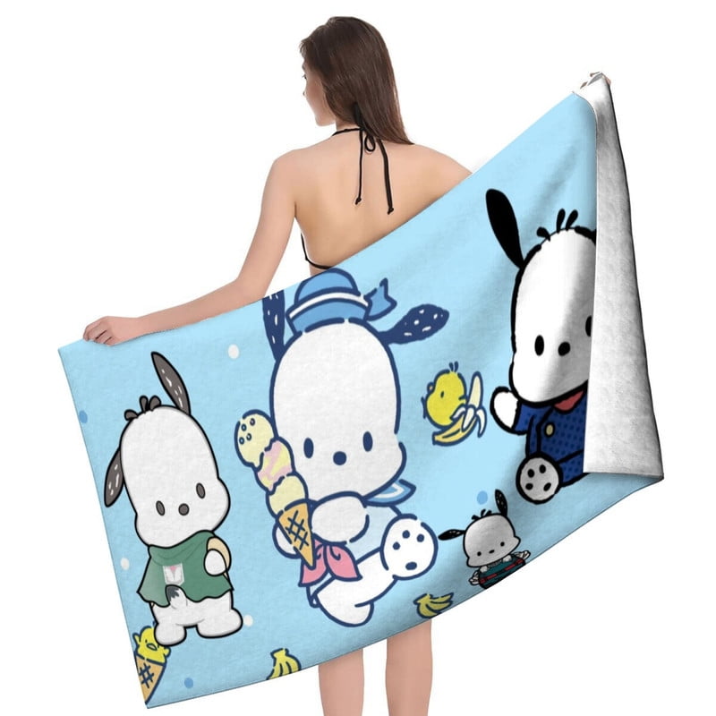 pochacco Gifts Beach Towel for Women Girl Birthday Inspired Fan Bath Outdoor Music Lover