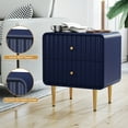 thumbnail image 6 of HLR Modern Fluted Wood Navy Blue Nightstand Set of 2 with 2 Drawers, Bedroom Bed SideTable with Storage, 6 of 8