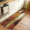 thumbnail image 4 of Burnt Orange Runner Rug 2x6 Washable Kitchen Rug Non-Slip Lightweight Thin Low Pile Bathroom Runner Fall Modern Oil Painting Abstract Art Green Brown Carpet for Hallway Laundry Room Bedroom Entryway, 4 of 8