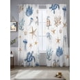 thumbnail image 5 of Sheer Curtains 84 Inches Long, Blue Brown Coastal Light Filtering Window Curtains for Living Room, Nautical Summer Beach Sea Turtle Rod Pocket Voile Sheer Curtain Drapes, 52"W x 84"L, 2 Panels, 5 of 8