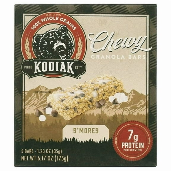 Kodiak Protein-Packed S'mores Chewy Granola Bars, 1.23 oz, 5 Count Cardboard Box pack of 2