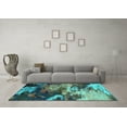 thumbnail image 3 of Ahgly Company Machine Washable Indoor Square Oriental Turquoise Blue Industrial Area Rugs, 4' Square, 3 of 4