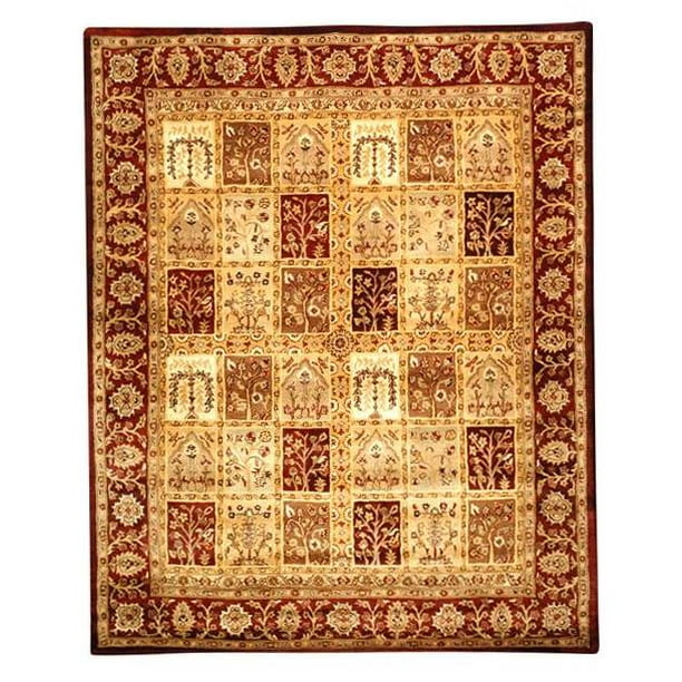Safavieh Wool Rug With Maroon Border Multi Color Squares